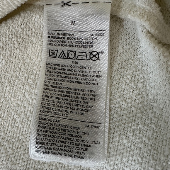 GAP Off-White with Navy Logo Graphic Pullover Hoodie Sz M - Picture 4 of 7